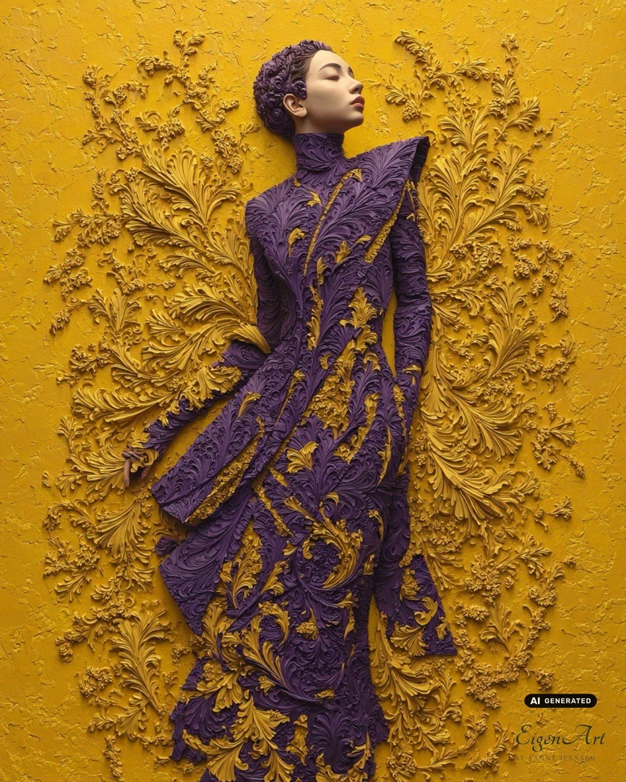 Ogee Motif — Figur entsteigt einem goldenen Ornament